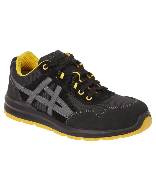 Pantofi de protectie sport S1, branturi cu gel, negru galben Pantofi de protectie sport S1, branturi cu gel, negru galben